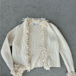 Zara Cream Fringe Women's Sweater